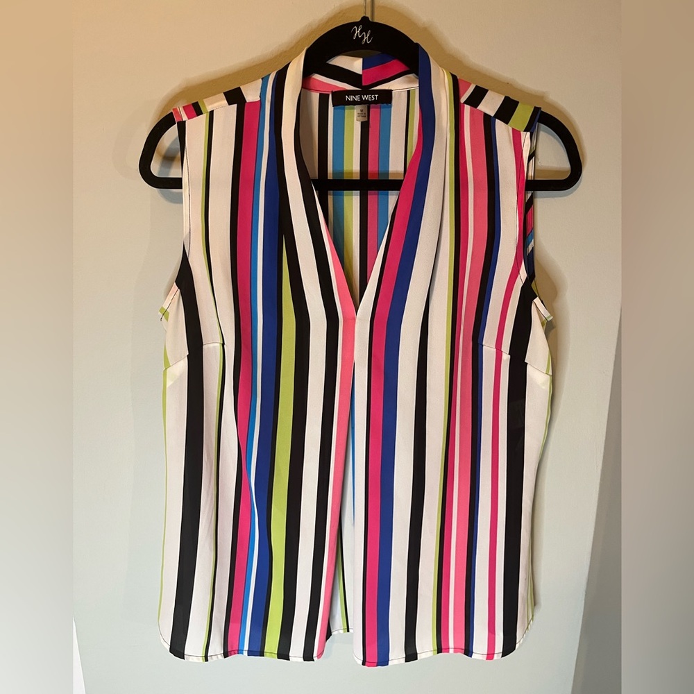 Nine West Women's Multicolor Striped Sleeveless Top - Size M